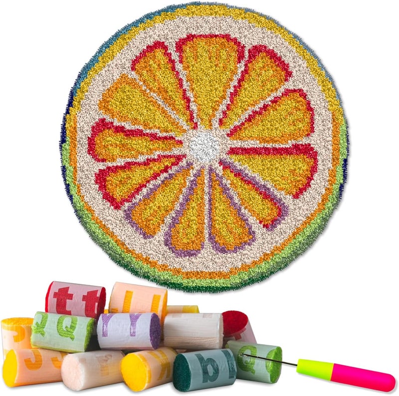 YP Orange Latch Hook Rug Kit - 20x20 Inch DIY Needlecraft Set for Home Decor, Easy Beginner-Friendly Crochet Rug with Pre-Cut Yarn, Vibrant Handmade Craft for Teens & Adults - Image 1